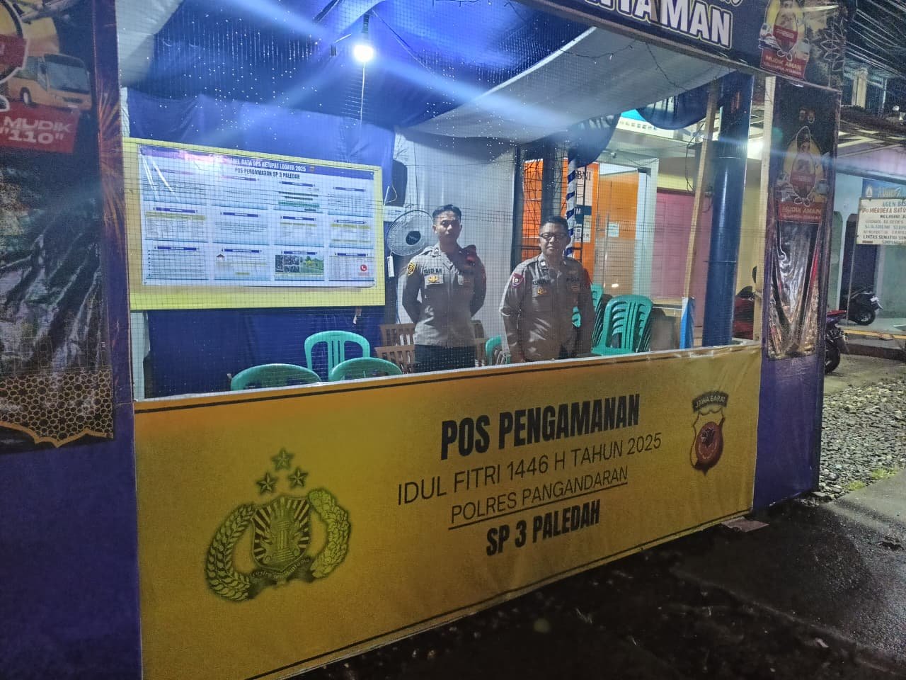 POLSEK PADAHERANG AMANKAN ARUS MUDIK, POS PAM SIMPANG 3 PALEDAH BERJALAN LANCAR