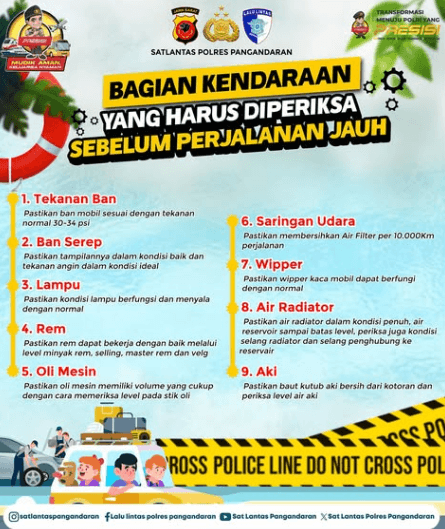 Bagian kendaraan yang harus diperiksa sebelum perjalanan jauh