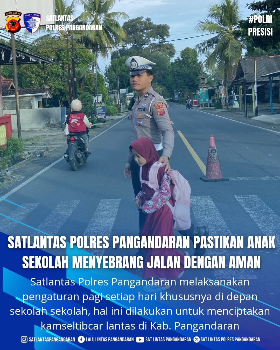 polantas bantu siswa menyebrang