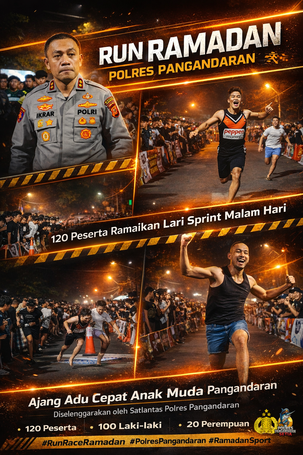 Run Race Ramadan Polres Pangandaran Jadi Ajang Adu Cepat Anak Muda, 120 Peserta Ramaikan Lari Malam