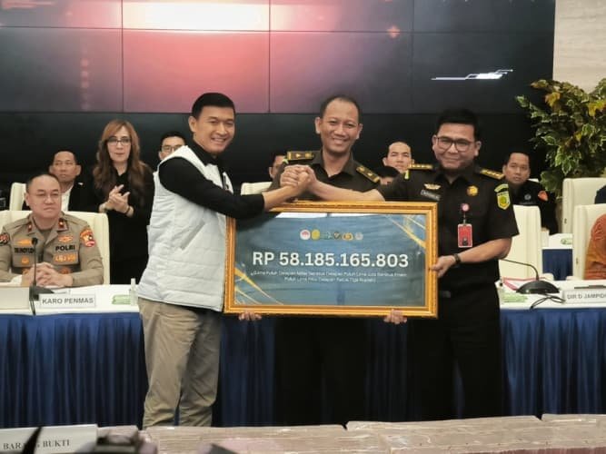 Uang Sita Hasil TPPU Judol Senilai Rp58,18 Miliar Diserahkan ke Negara