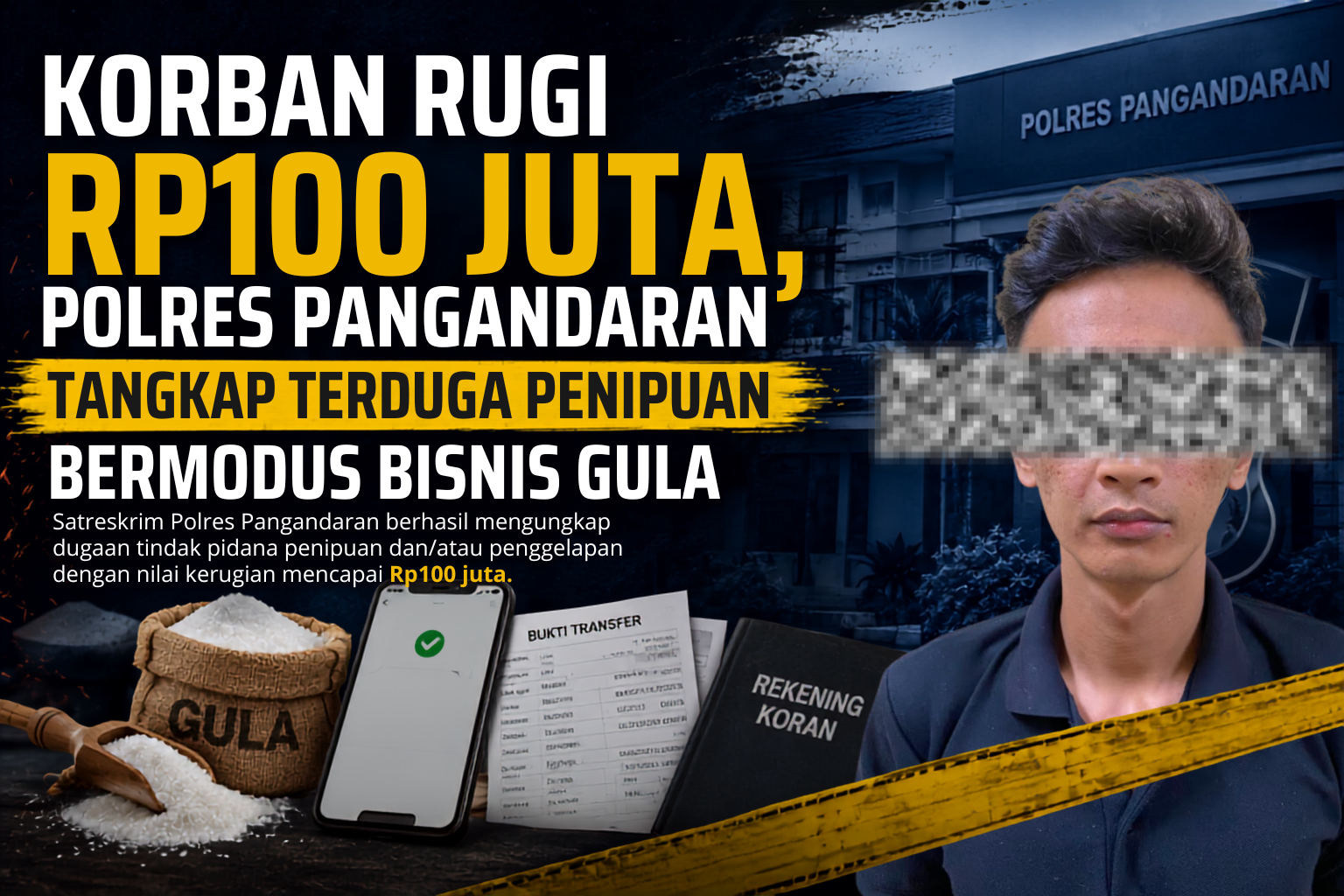 Korban Rugi Rp100 Juta, Polres Pangandaran Ungkap Dugaan Penipuan Bermodus Bisnis Gula