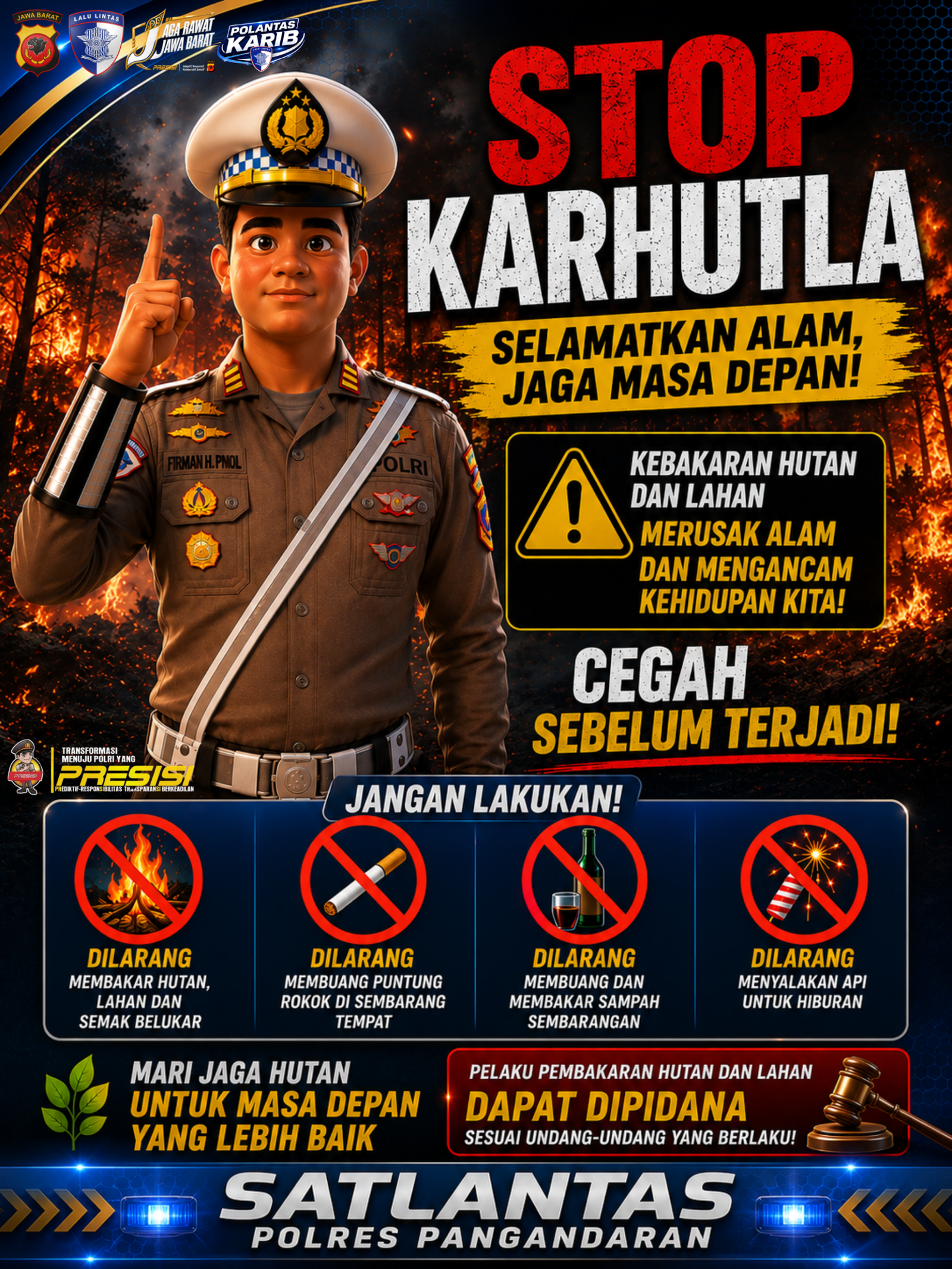 Satlantas Polres Pangandaran Ajak Masyarakat Cegah Karhutla