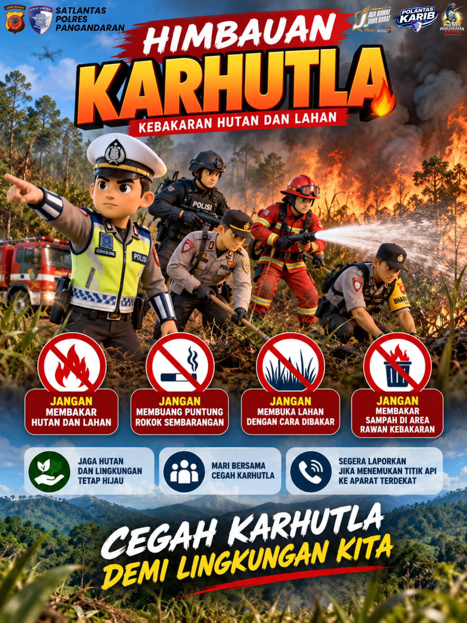 Satlantas Polres Pangandaran Imbau Masyarakat Cegah Kebakaran Hutan dan Lahan